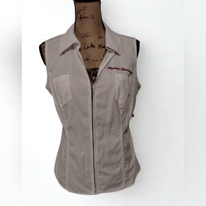 Harley Davidson Bling Zip Collar Top Women's Size M